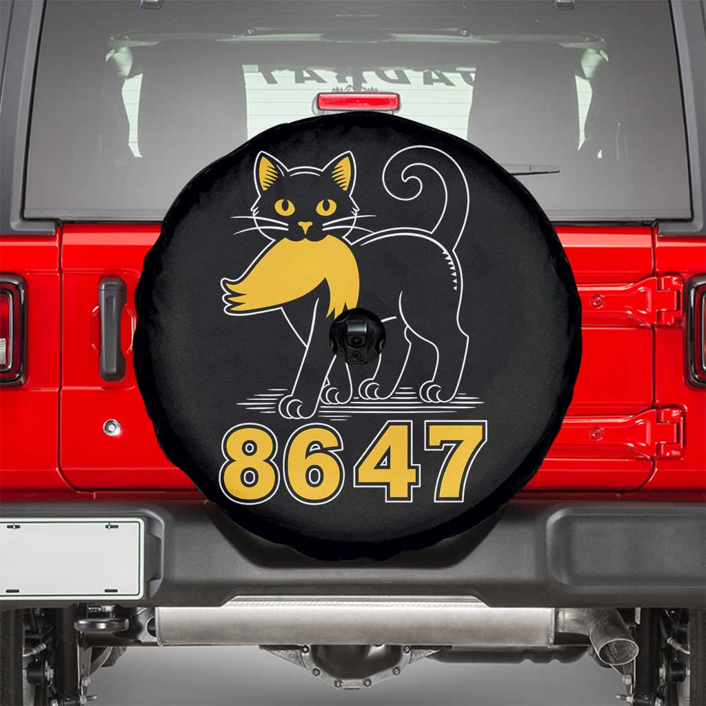 8647 Black Cat Golden Hair Prey Spare Tire Cover Funny Coded Political Satire