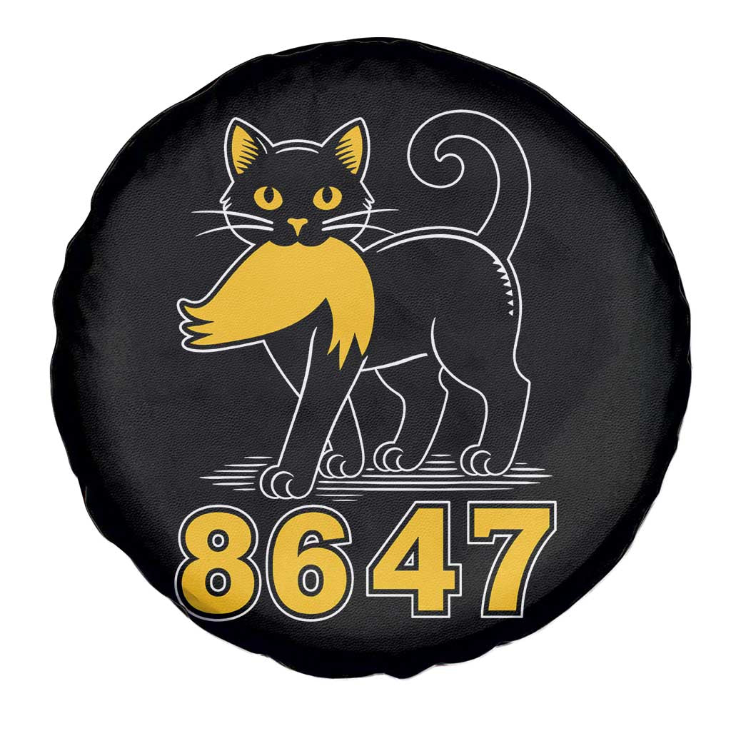 8647 Black Cat Golden Hair Prey Spare Tire Cover Funny Coded Political Satire