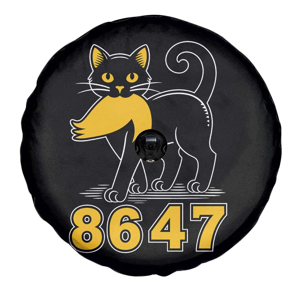 8647 Black Cat Golden Hair Prey Spare Tire Cover Funny Coded Political Satire
