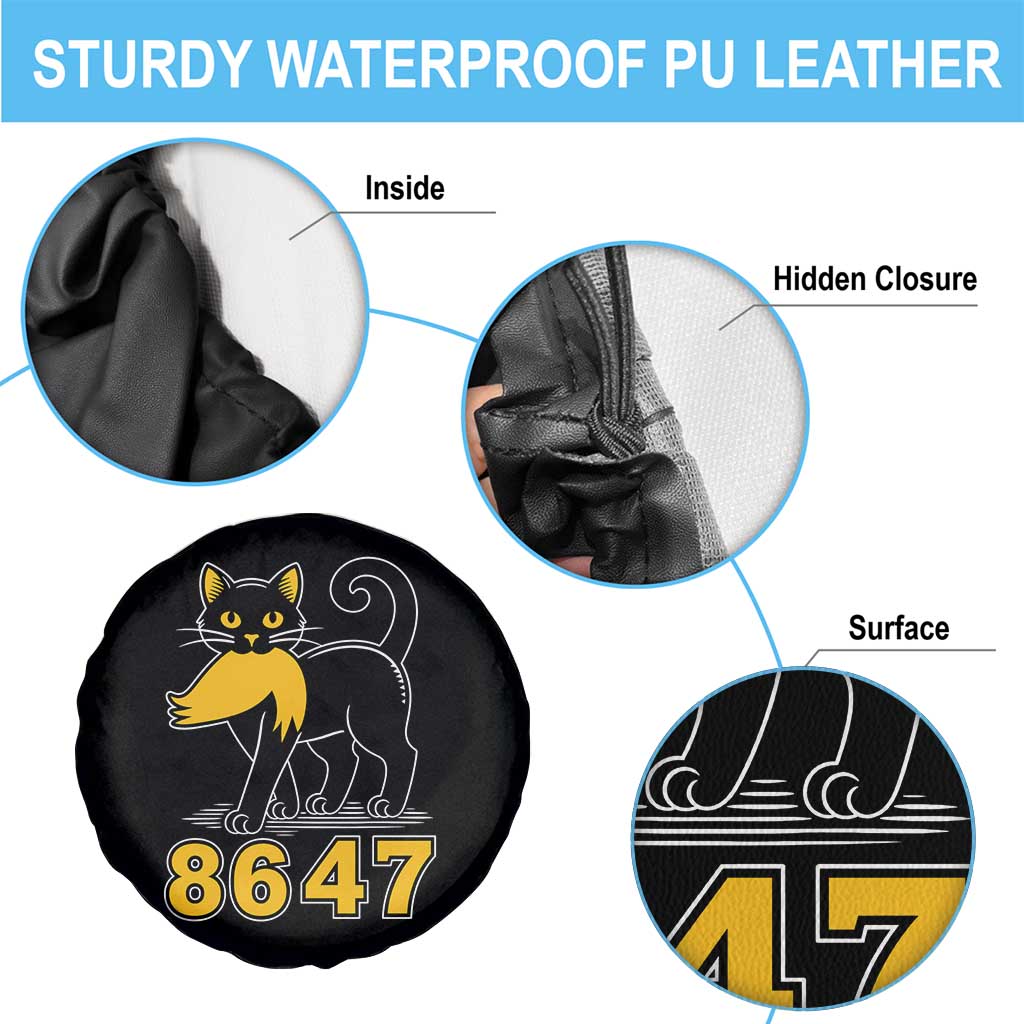 8647 Black Cat Golden Hair Prey Spare Tire Cover Funny Coded Political Satire