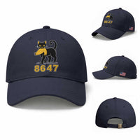 8647 Black Cat Golden Hair Prey Baseball Cap Funny Coded Political Satire