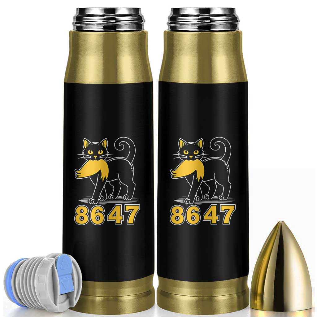 8647 Black Cat Golden Hair Prey Bullet Tumbler Funny Coded Political Satire