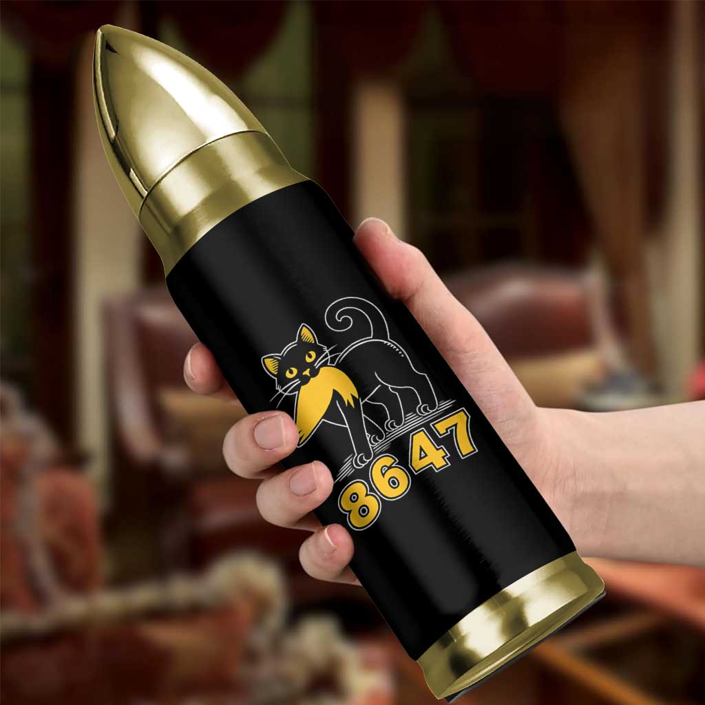 8647 Black Cat Golden Hair Prey Bullet Tumbler Funny Coded Political Satire