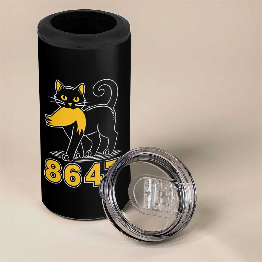 8647 Black Cat Golden Hair Prey 4 in 1 Can Cooler Tumbler Funny Coded Political Satire
