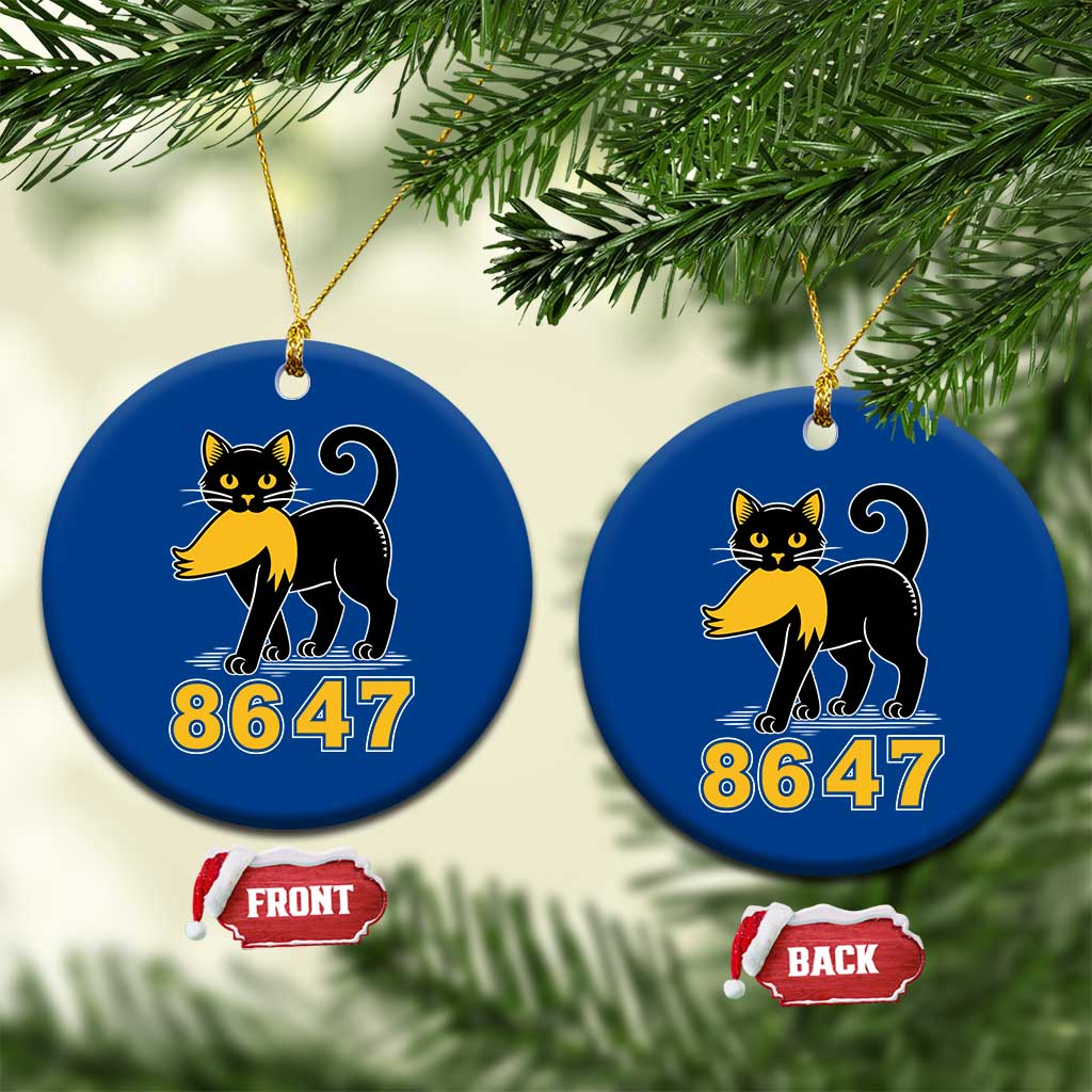 8647 Black Cat Golden Hair Prey Ceramic Ornament Funny Coded Political Satire