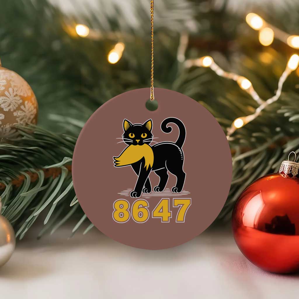 8647 Black Cat Golden Hair Prey Ceramic Ornament Funny Coded Political Satire