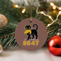 8647 Black Cat Golden Hair Prey Ceramic Ornament Funny Coded Political Satire