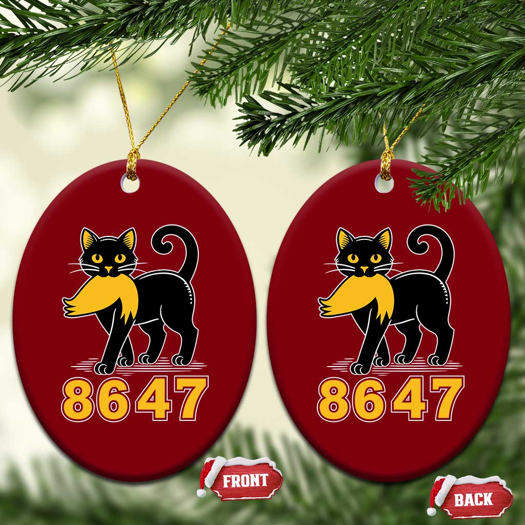 8647 Black Cat Golden Hair Prey Ceramic Ornament Funny Coded Political Satire