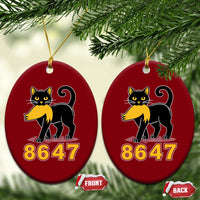 8647 Black Cat Golden Hair Prey Ceramic Ornament Funny Coded Political Satire