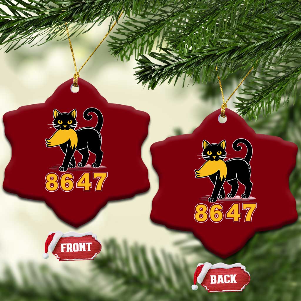 8647 Black Cat Golden Hair Prey Ceramic Ornament Funny Coded Political Satire