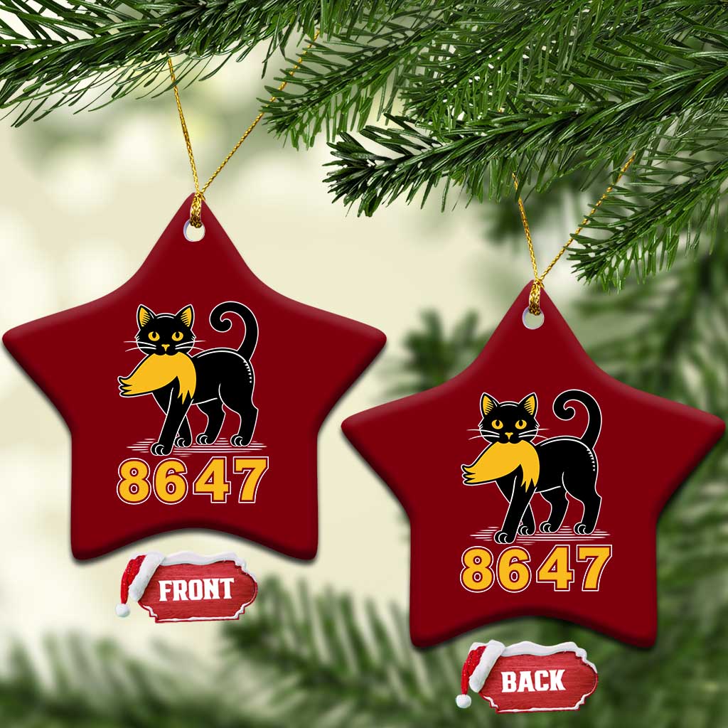 8647 Black Cat Golden Hair Prey Ceramic Ornament Funny Coded Political Satire