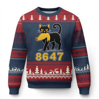 8647 Black Cat Golden Hair Prey Ugly Christmas Sweater Funny Coded Political Satire