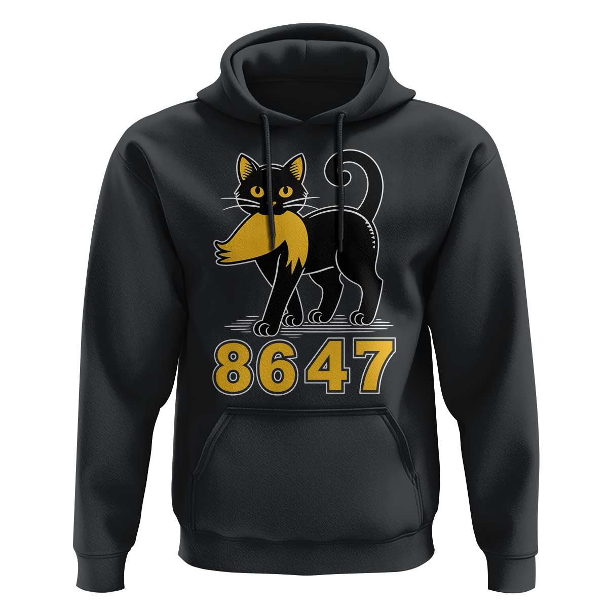 8647 Black Cat Golden Hair Prey Hoodie Funny Coded Political Satire