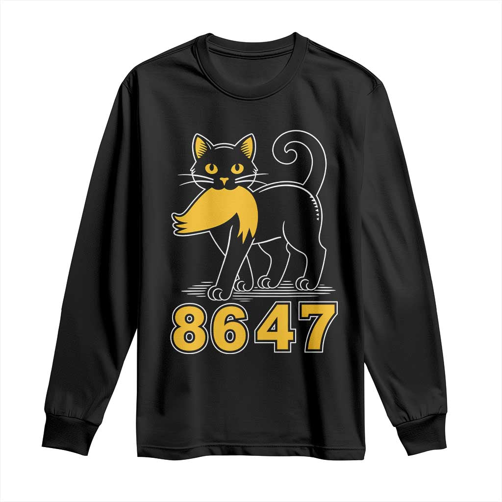 8647 Black Cat Golden Hair Prey Long Sleeve Shirt Funny Coded Political Satire