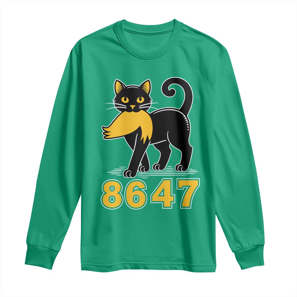 8647 Black Cat Golden Hair Prey Long Sleeve Shirt Funny Coded Political Satire