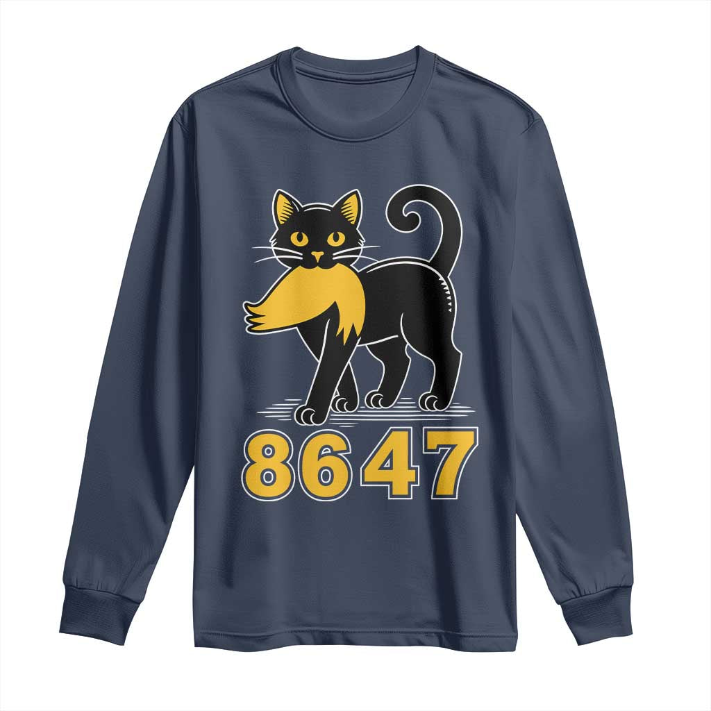 8647 Black Cat Golden Hair Prey Long Sleeve Shirt Funny Coded Political Satire