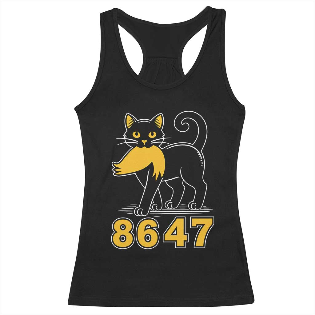 8647 Black Cat Golden Hair Prey Racerback Tank Top Funny Coded Political Satire
