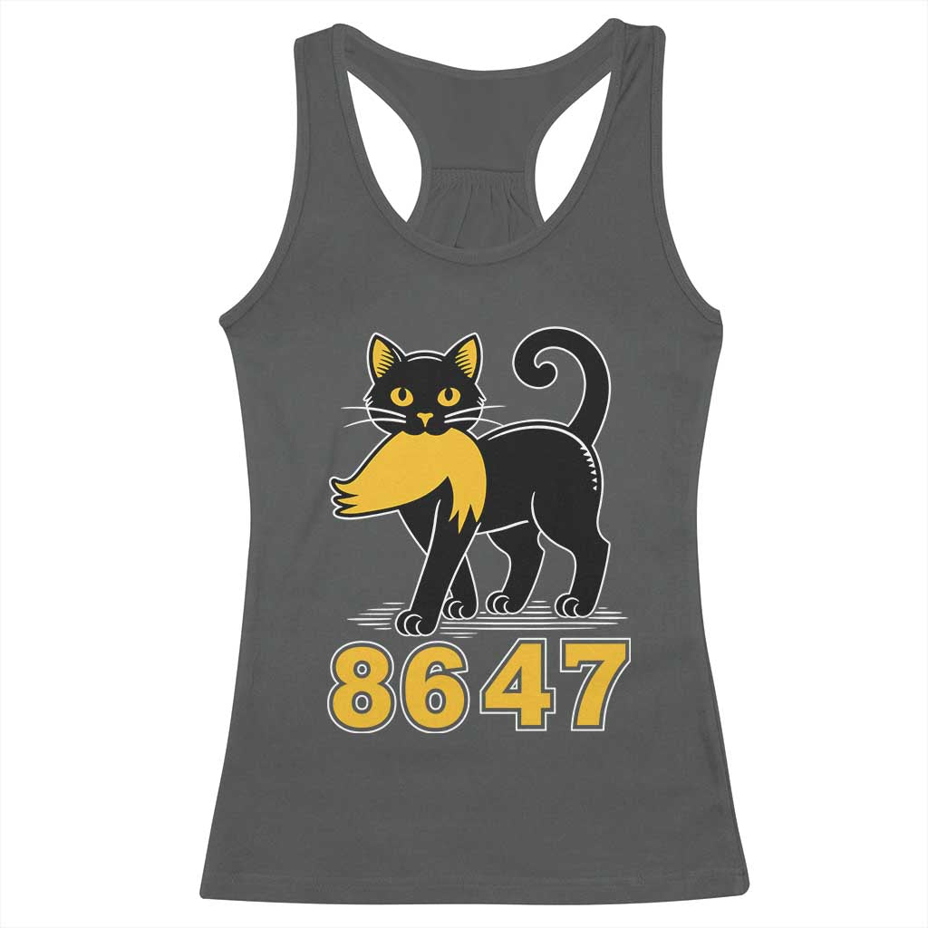 8647 Black Cat Golden Hair Prey Racerback Tank Top Funny Coded Political Satire