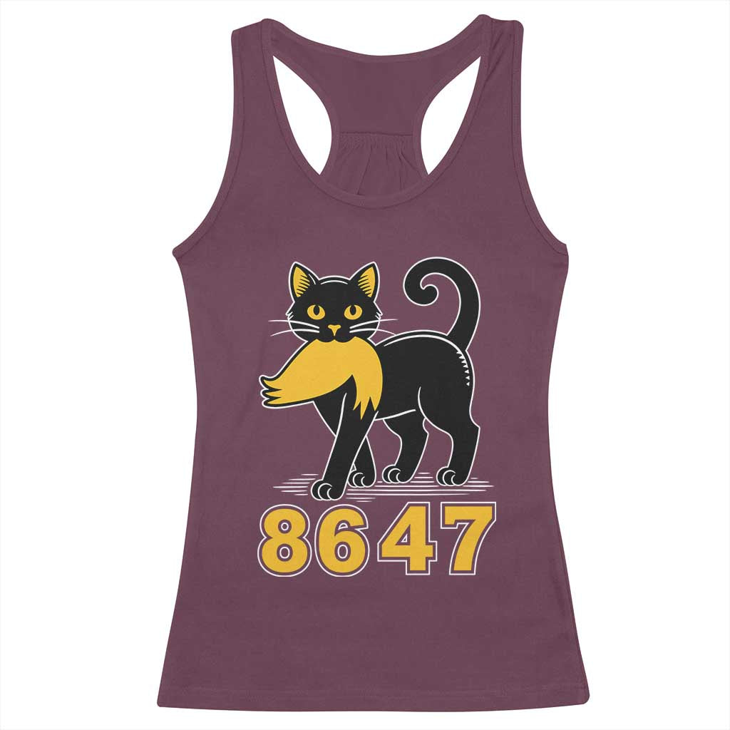 8647 Black Cat Golden Hair Prey Racerback Tank Top Funny Coded Political Satire
