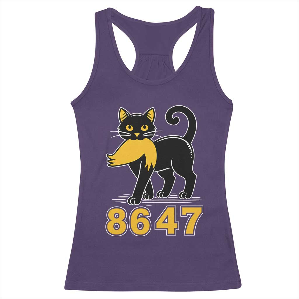 8647 Black Cat Golden Hair Prey Racerback Tank Top Funny Coded Political Satire