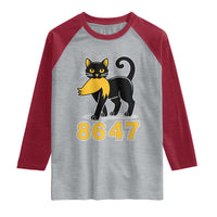 8647 Black Cat Golden Hair Prey Raglan Shirt Funny Coded Political Satire