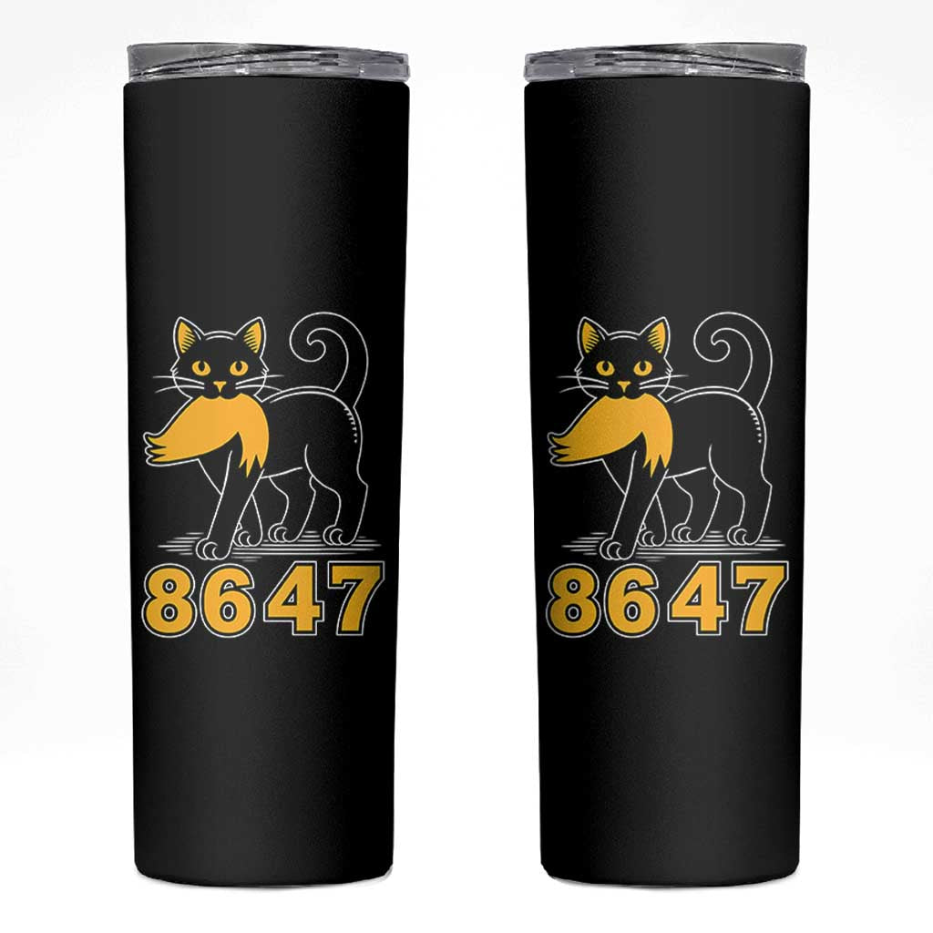 8647 Black Cat Golden Hair Prey Skinny Tumbler Funny Coded Political Satire