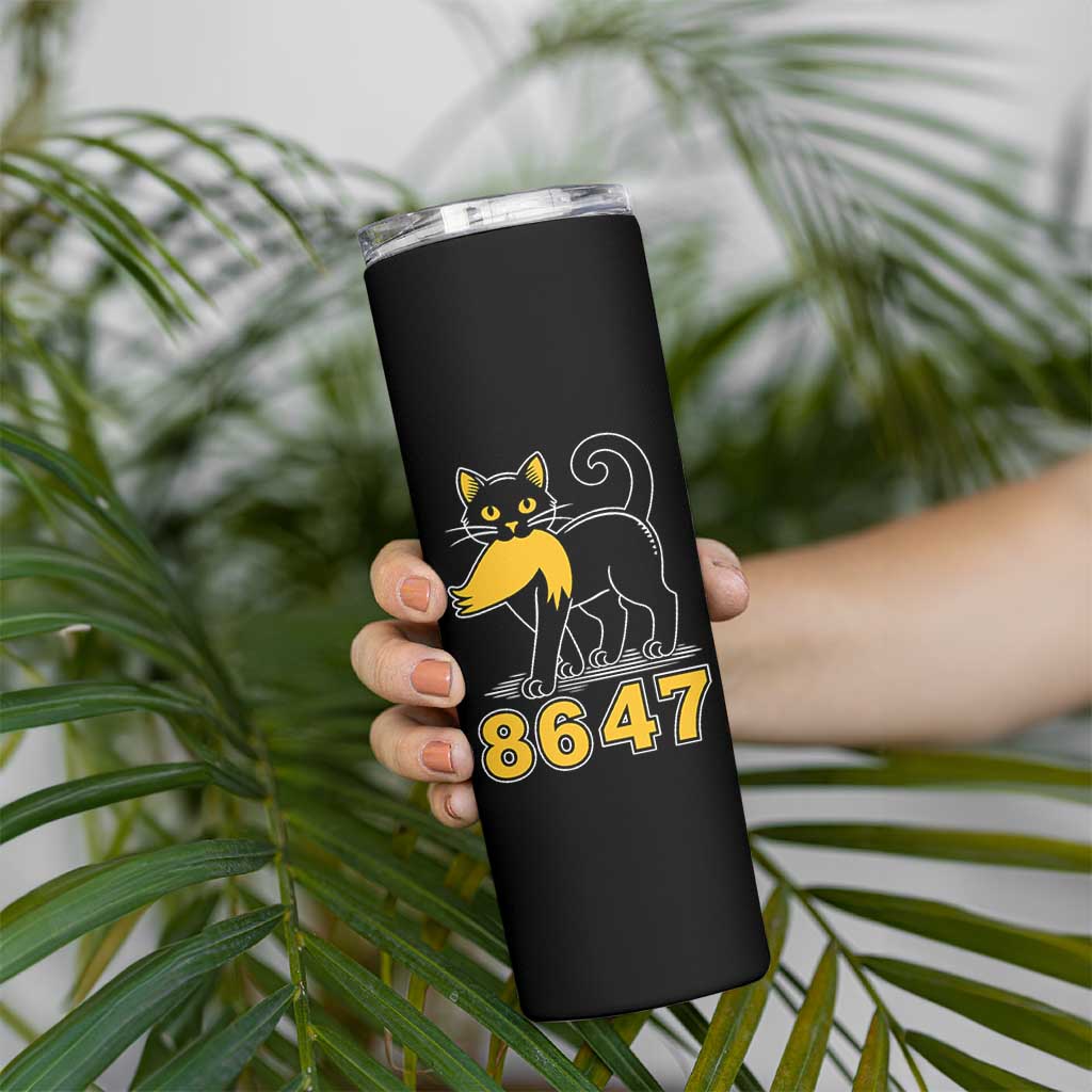 8647 Black Cat Golden Hair Prey Skinny Tumbler Funny Coded Political Satire