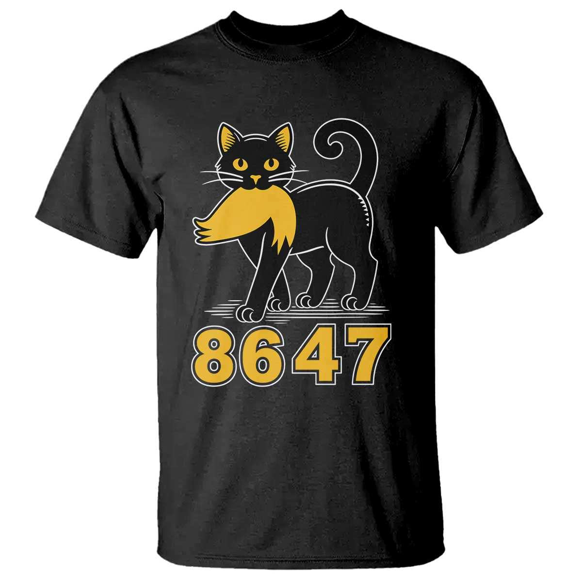 8647 Black Cat Golden Hair Prey T Shirt Funny Coded Political Satire