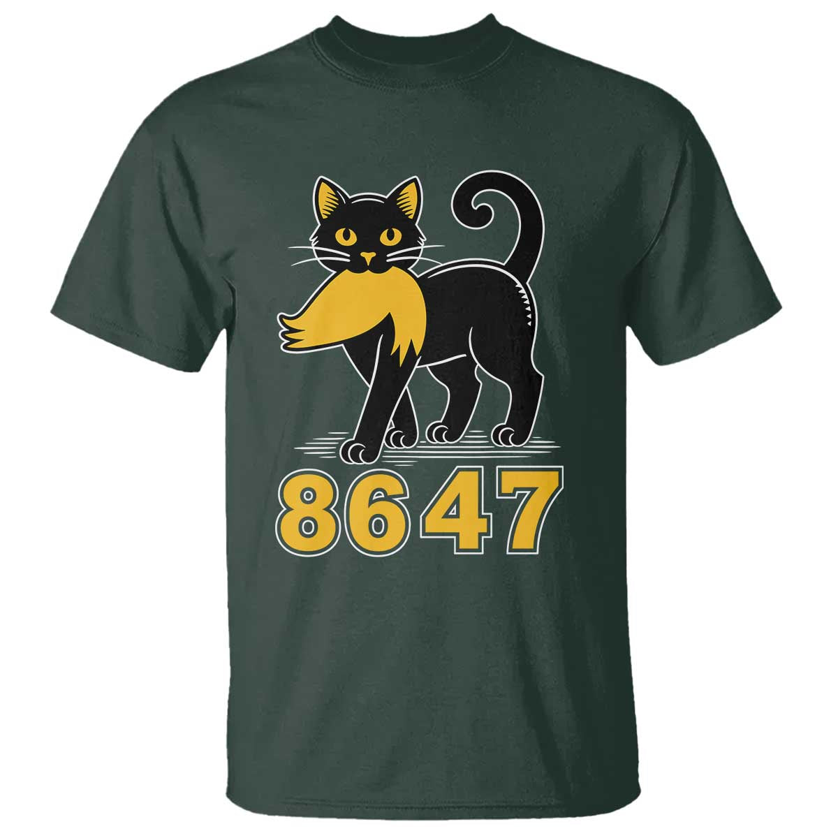 8647 Black Cat Golden Hair Prey T Shirt Funny Coded Political Satire