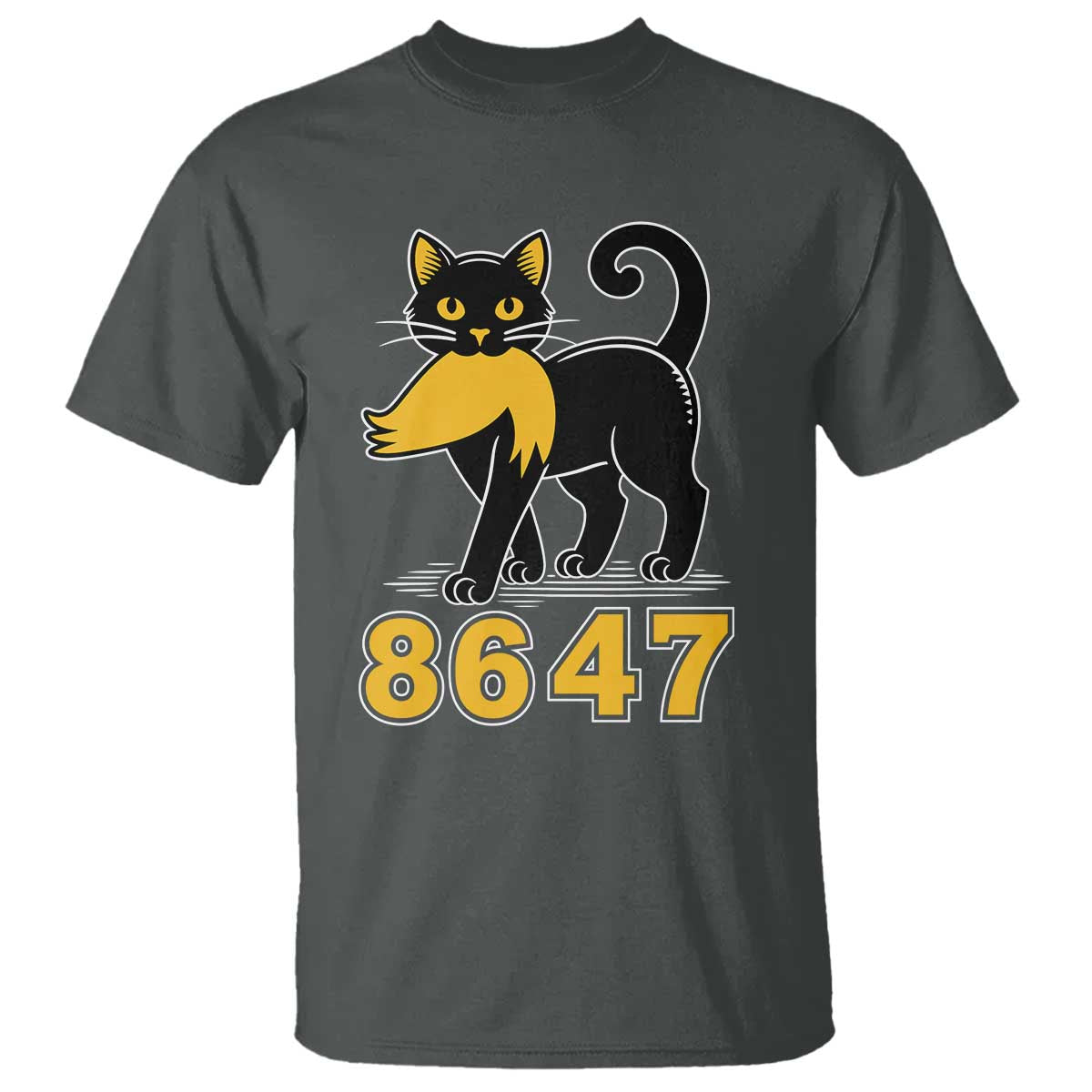 8647 Black Cat Golden Hair Prey T Shirt Funny Coded Political Satire