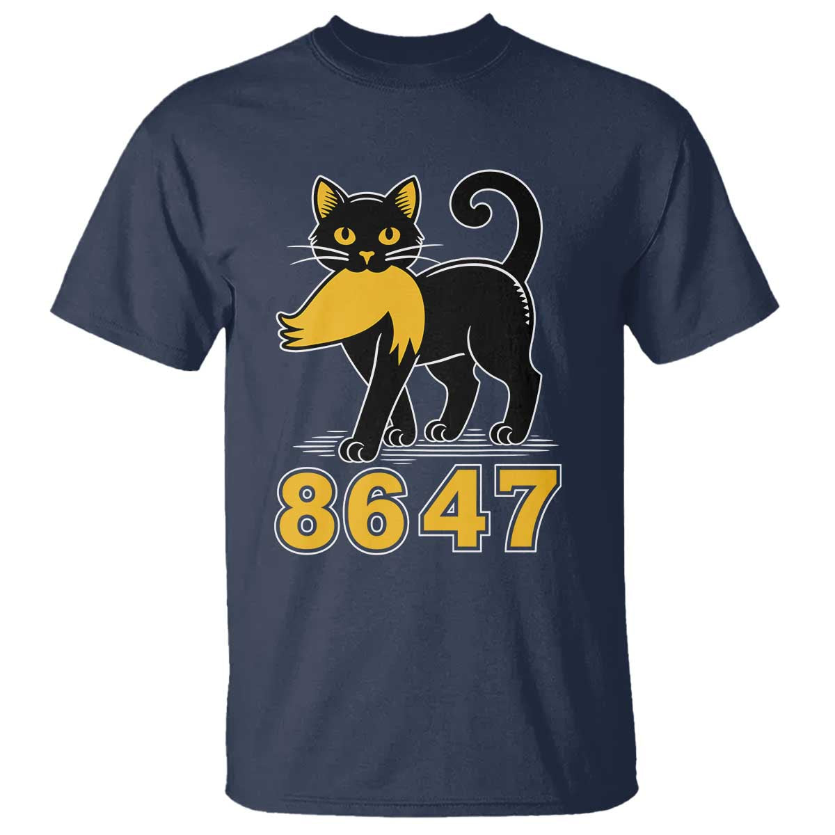8647 Black Cat Golden Hair Prey T Shirt Funny Coded Political Satire