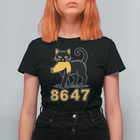 8647 Black Cat Golden Hair Prey T Shirt For Women Funny Coded Political Satire