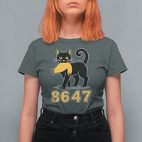8647 Black Cat Golden Hair Prey T Shirt For Women Funny Coded Political Satire