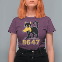 8647 Black Cat Golden Hair Prey T Shirt For Women Funny Coded Political Satire