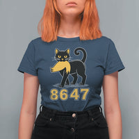 8647 Black Cat Golden Hair Prey T Shirt For Women Funny Coded Political Satire