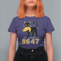 8647 Black Cat Golden Hair Prey T Shirt For Women Funny Coded Political Satire