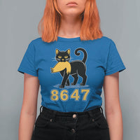 8647 Black Cat Golden Hair Prey T Shirt For Women Funny Coded Political Satire