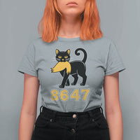 8647 Black Cat Golden Hair Prey T Shirt For Women Funny Coded Political Satire