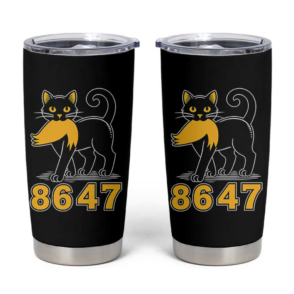 8647 Black Cat Golden Hair Prey Tumbler Cup Funny Coded Political Satire