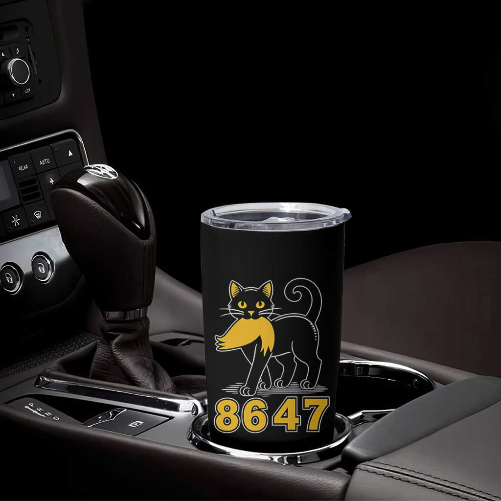 8647 Black Cat Golden Hair Prey Tumbler Cup Funny Coded Political Satire