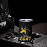 8647 Black Cat Golden Hair Prey Tumbler Cup Funny Coded Political Satire