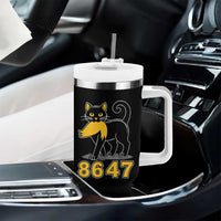 8647 Black Cat Golden Hair Prey Tumbler With Handle Funny Coded Political Satire