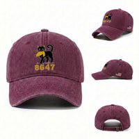 8647 Black Cat Golden Hair Prey Washed Cotton Baseball Cap Funny Coded Political Satire