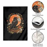 Is He Dead Yet Raven Drinking Coffee Garden Flag Vintage Book Political Dark Humor