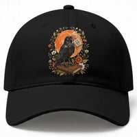 Is He Dead Yet Raven Drinking Coffee Baseball Cap Vintage Book Political Dark Humor