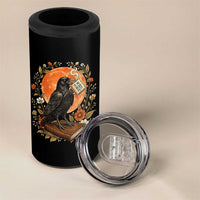 Is He Dead Yet Raven Drinking Coffee 4 in 1 Can Cooler Tumbler Vintage Book Political Dark Humor