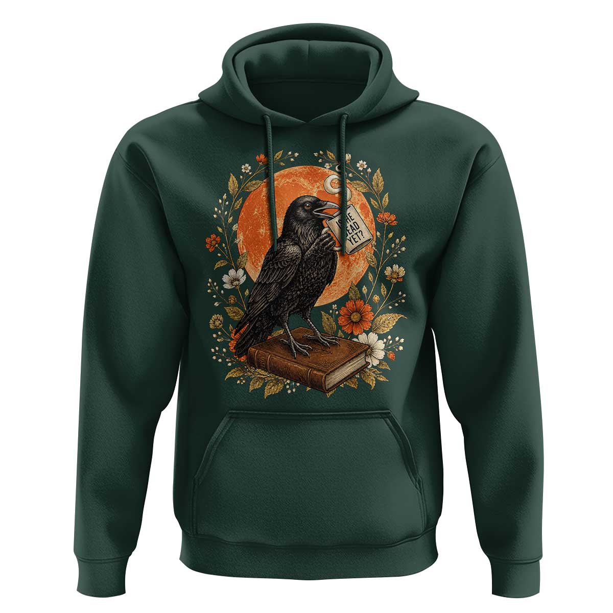 Is He Dead Yet Raven Drinking Coffee Hoodie Vintage Book Political Dark Humor