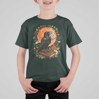 Is He Dead Yet Raven Drinking Coffee T Shirt For Kid Vintage Book Political Dark Humor
