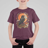 Is He Dead Yet Raven Drinking Coffee T Shirt For Kid Vintage Book Political Dark Humor