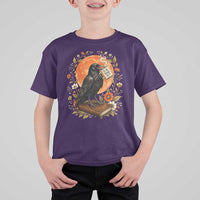 Is He Dead Yet Raven Drinking Coffee T Shirt For Kid Vintage Book Political Dark Humor